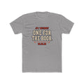 JV / One for the Book design on solid light grey fitted tee, front view