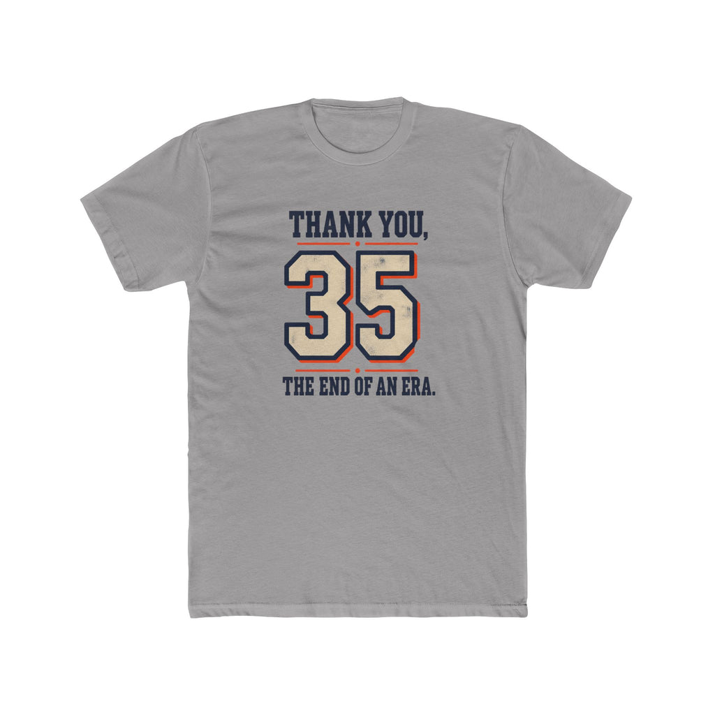 Thank You, 35 design on solid light grey fitted tee, front view